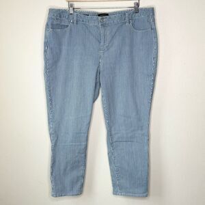 Talbots Flawless Five Picket Slim Ankle Blue White Stripe Jeans - Women’s US 20W